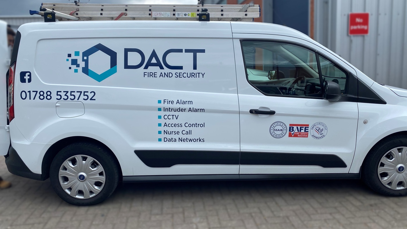 Commercial fire alarm compliance documentation including BS 5839-1 commissioning certificates and Responsible Person training records by DACT